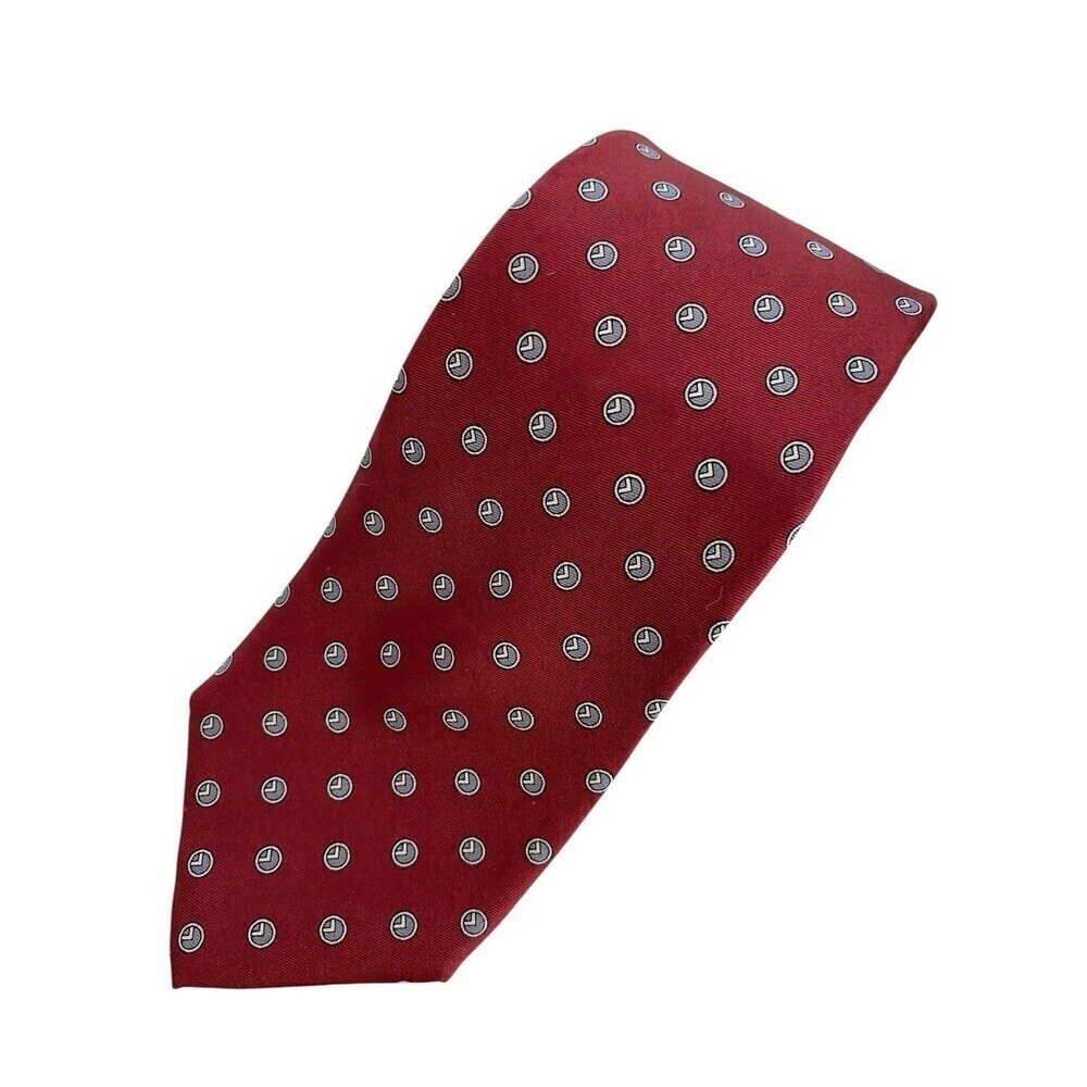 Vtg Christian Dior Tie Men's Necktie Silk Medallions Red 55" x 3" Short USA